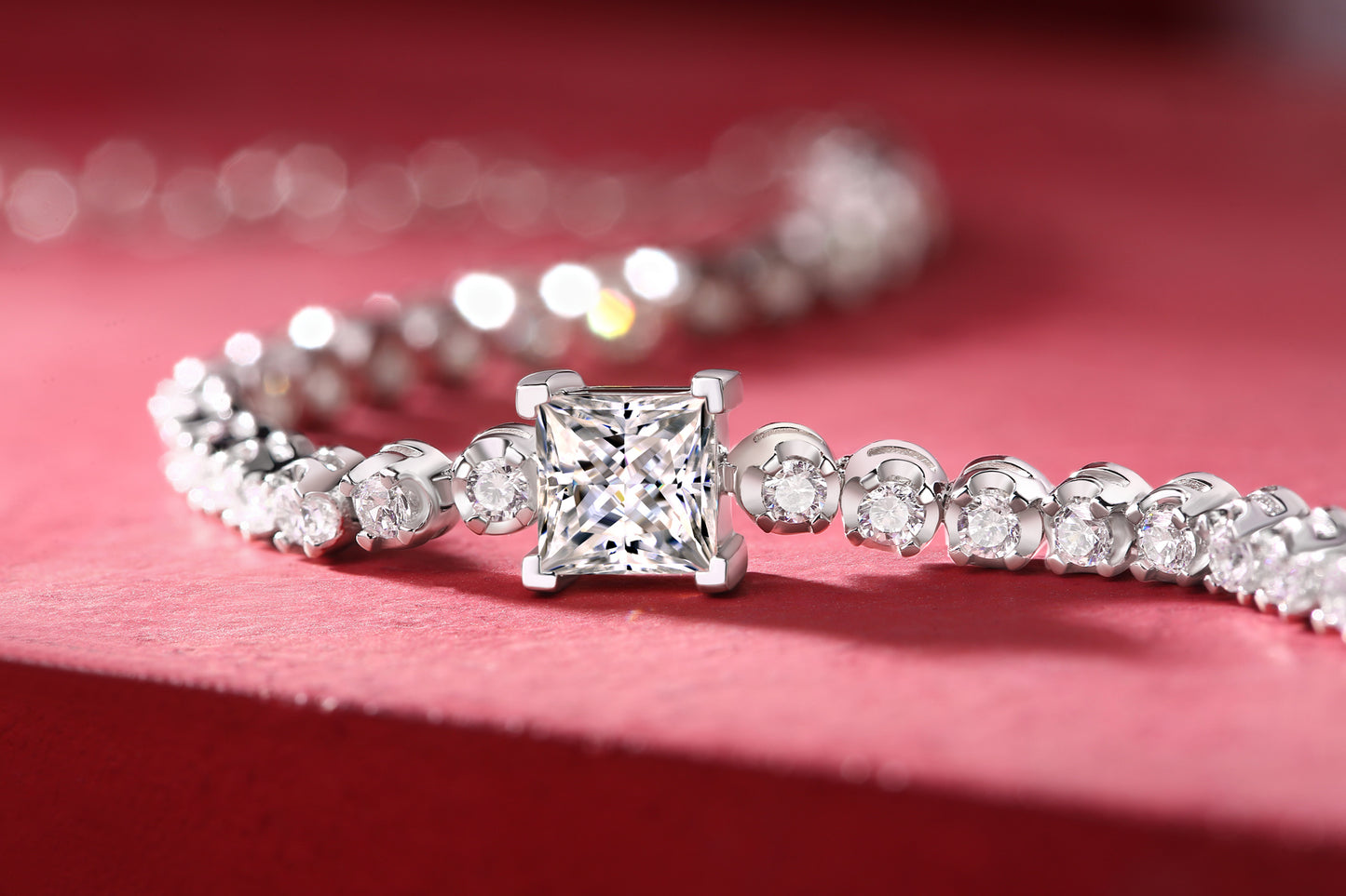 Rubik's Cube Luxury Fashion Mosan Diamond Silver Jewelry