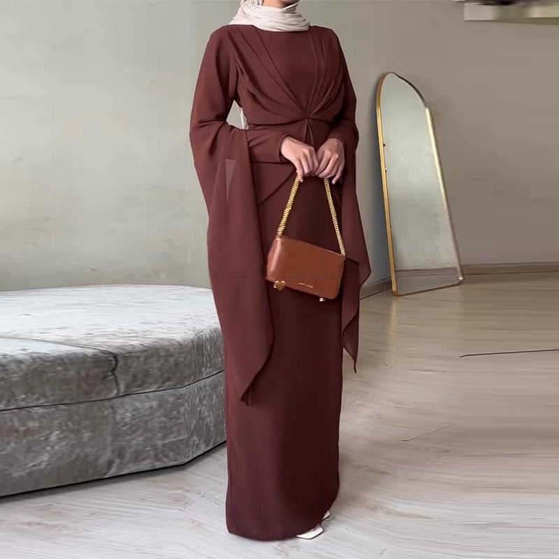 Women's Solid Color Round Neck Dress