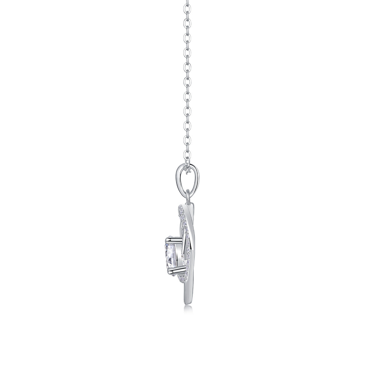 Heart To Heart Interlocking Luxury Fashion Diamond Pendant Necklace Set