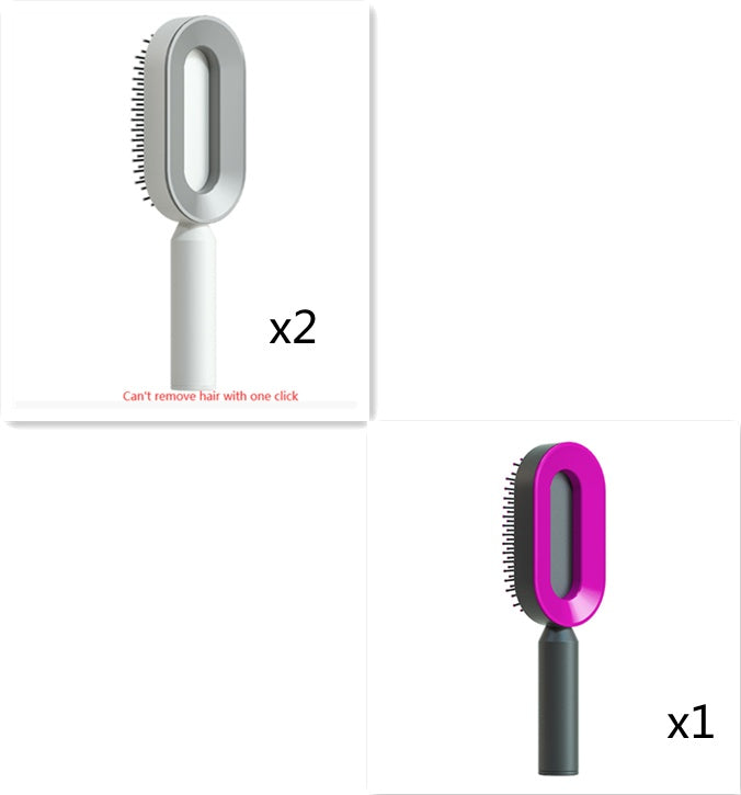 Self Cleaning Hair Brush For Women One-key Cleaning Hair Loss and Massage Scalp