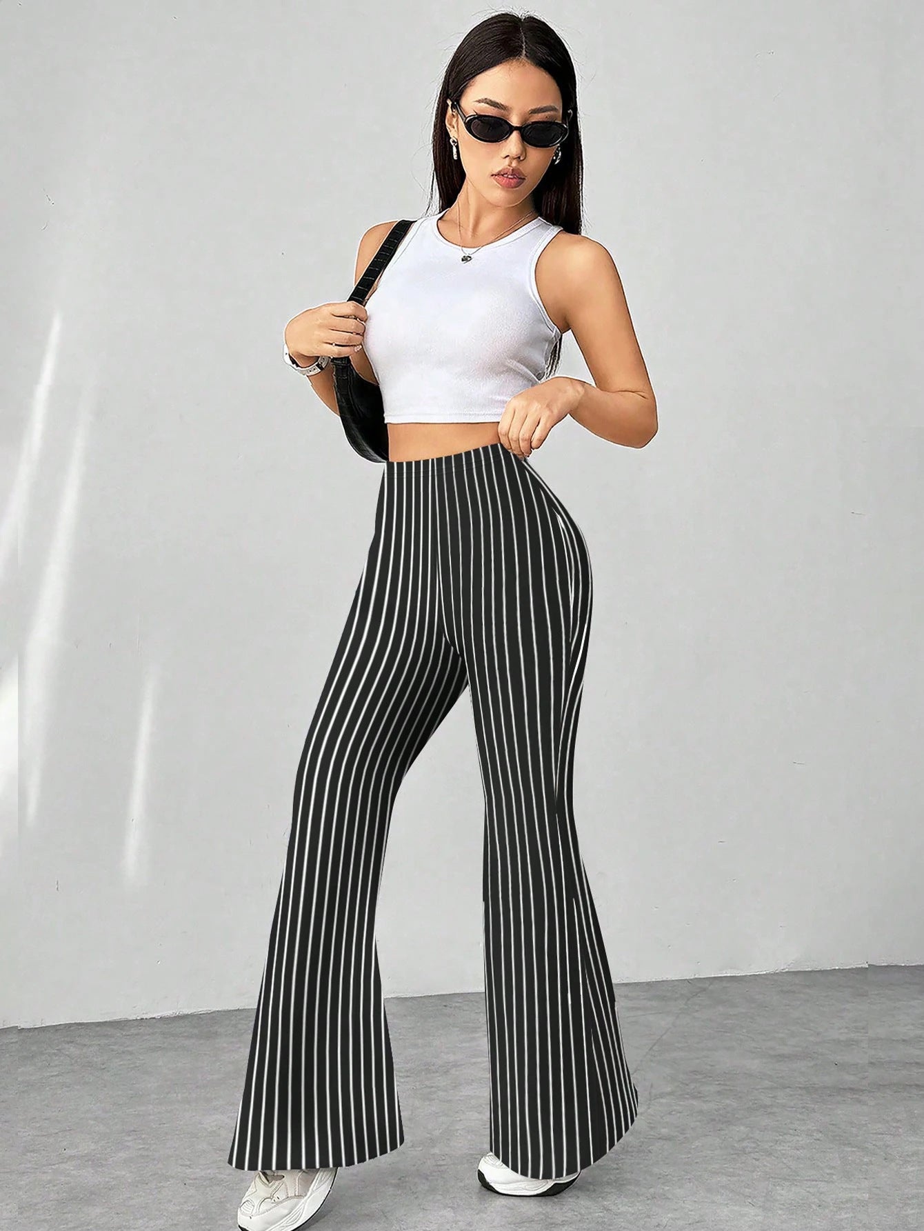 High Waist Slim Fit Floor-length Casual Flared Pants