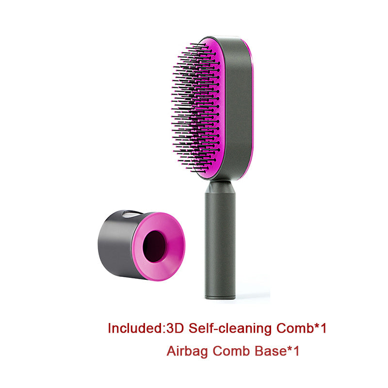 Self Cleaning Hair Brush For Women One-key Cleaning Hair Loss and Massage Scalp