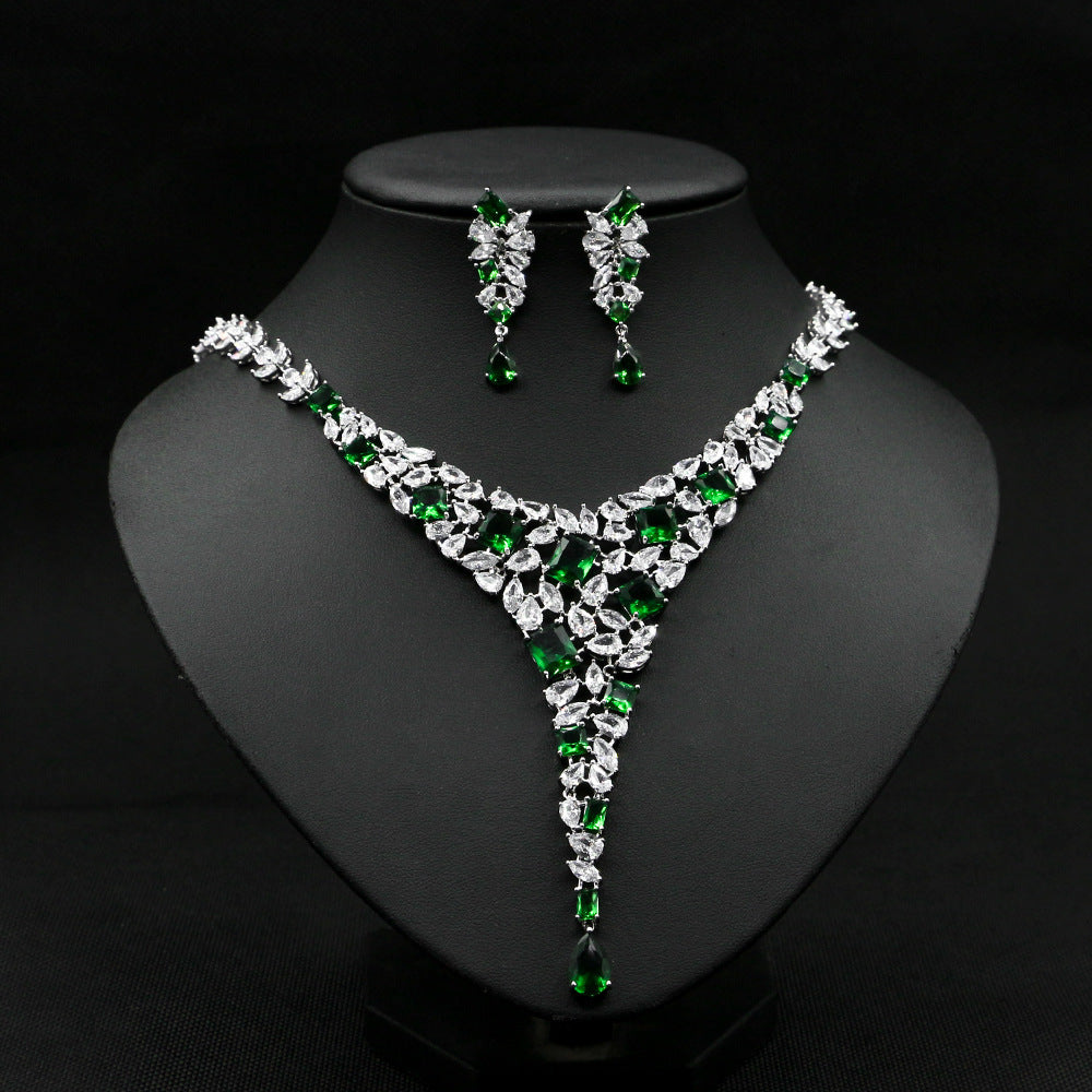 Colorful Zircon Necklace Set for Wedding