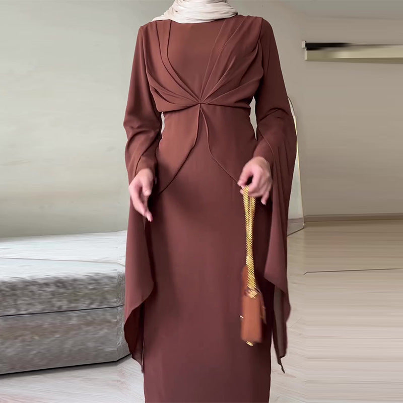 Women's Solid Color Round Neck Dress