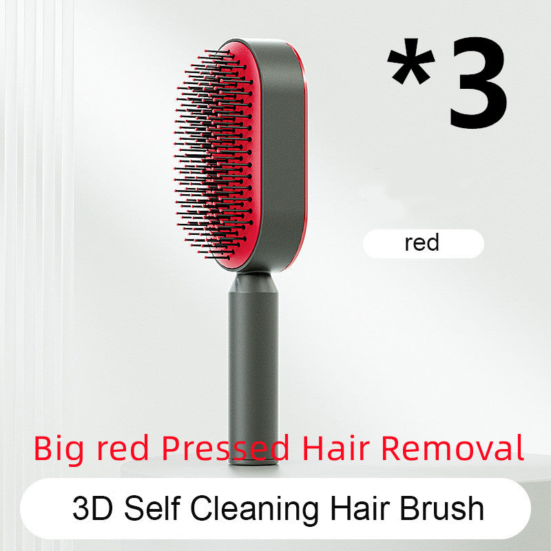 Self Cleaning Hair Brush For Women One-key Cleaning Hair Loss and Massage Scalp