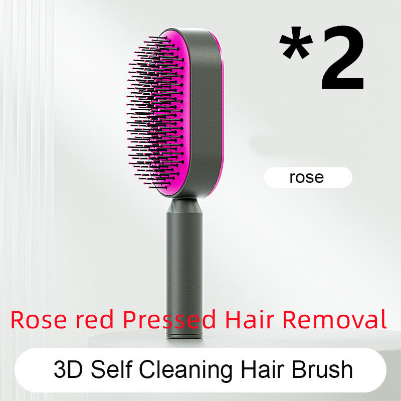 Self Cleaning Hair Brush For Women One-key Cleaning Hair Loss and Massage Scalp