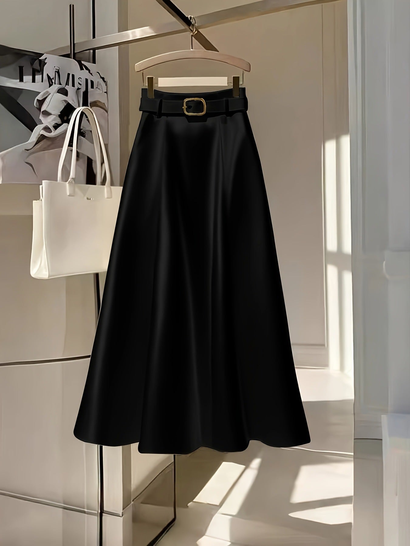 Elegant Solid Color A Line skirt