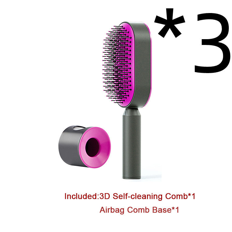 Self Cleaning Hair Brush For Women One-key Cleaning Hair Loss and Massage Scalp