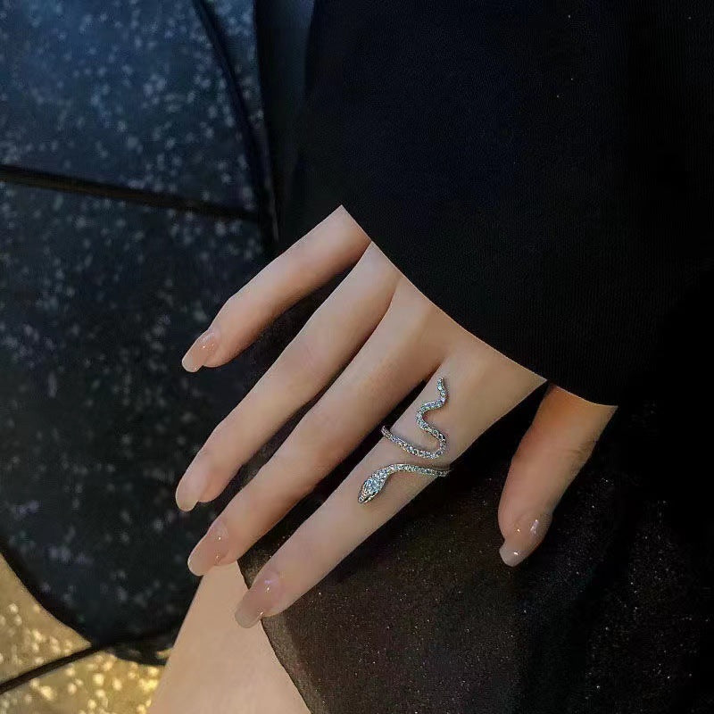 Adjustable Snake Design Silver Alloy Ring