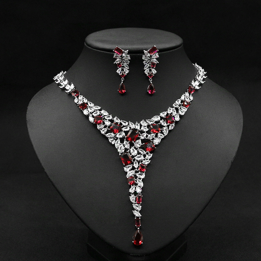Colorful Zircon Necklace Set for Wedding