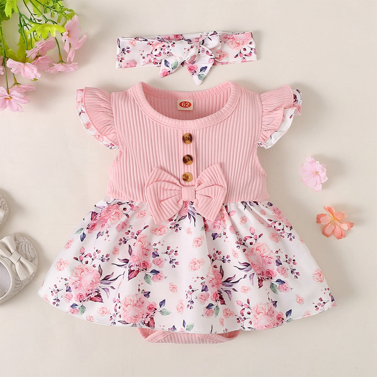 Baby Girl Flower Triangle Romper