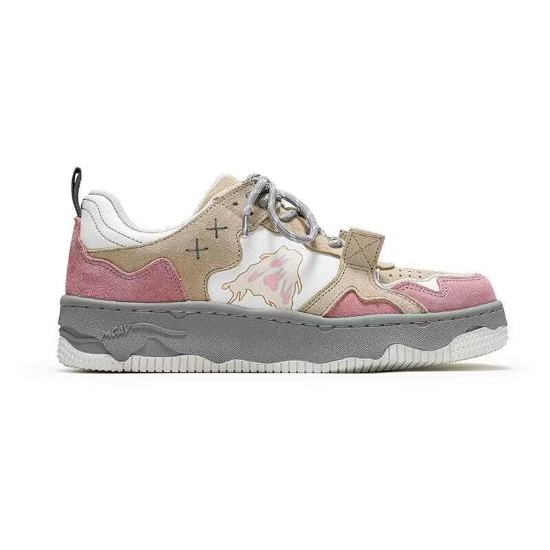 Retro Student Sneakers Women's Spring New Color Matching Platform Board Shoes Women's Trendy All-match White Shoes