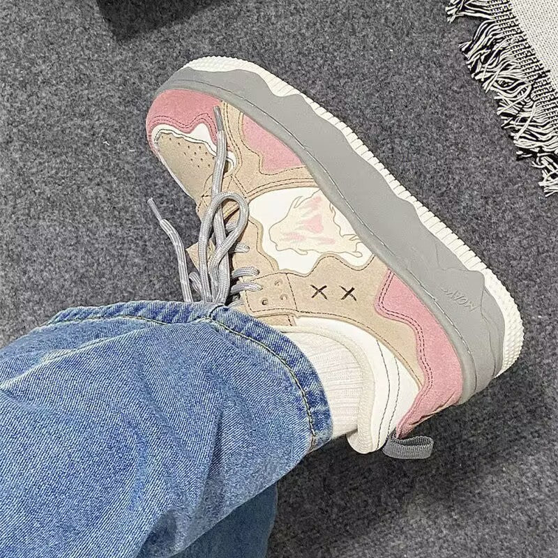 Retro Student Sneakers Women's Spring New Color Matching Platform Board Shoes Women's Trendy All-match White Shoes