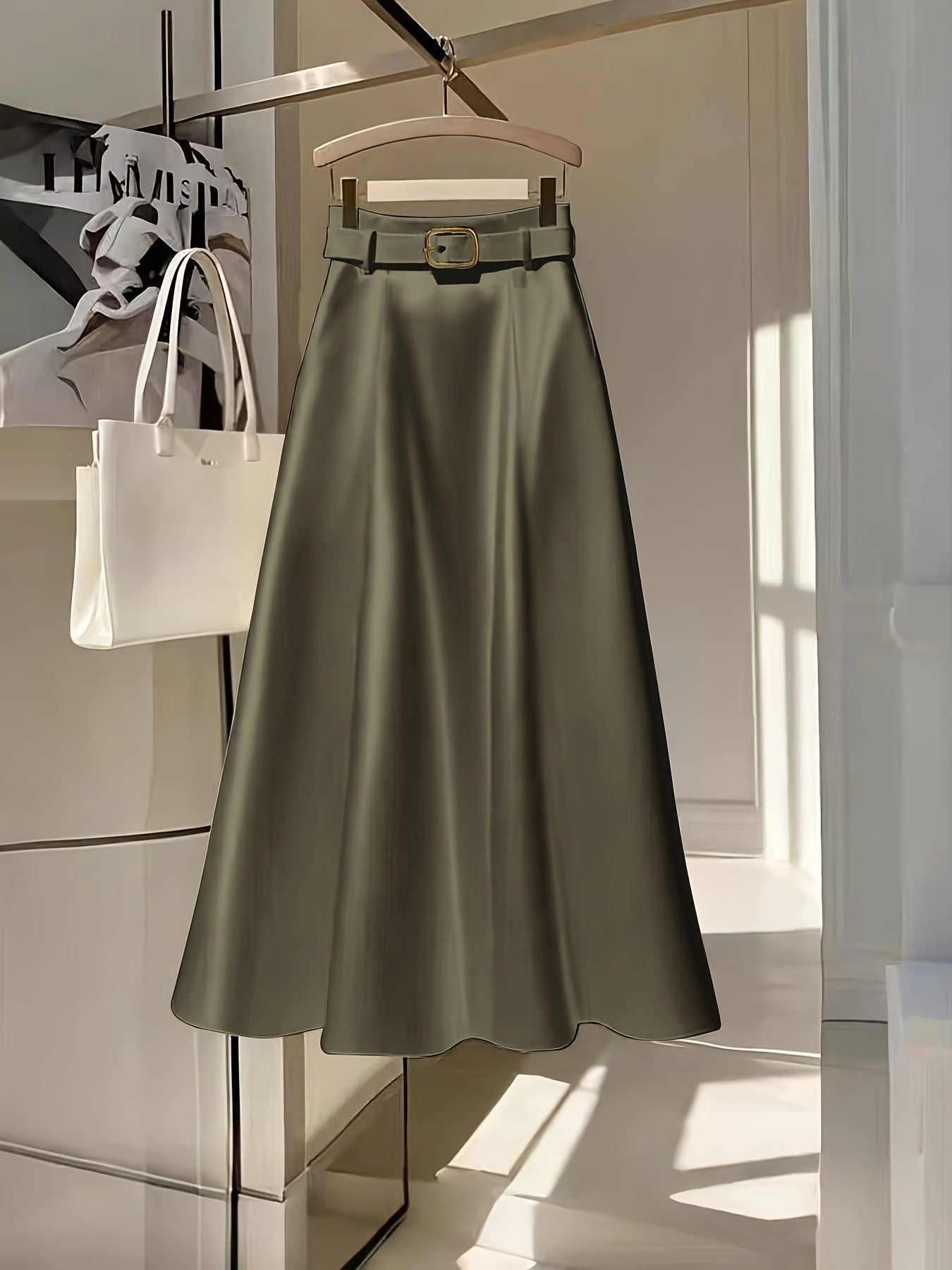 Elegant Solid Color A Line skirt