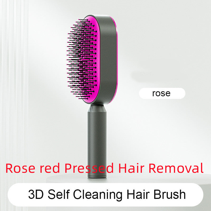 Self Cleaning Hair Brush For Women One-key Cleaning Hair Loss and Massage Scalp