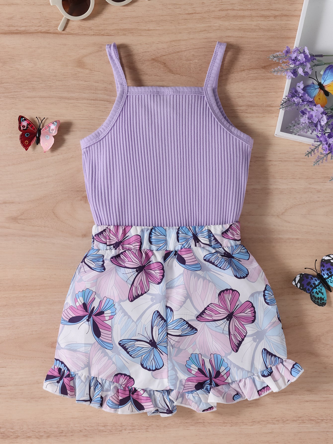 Cute Purple Shorts Two-piece Set