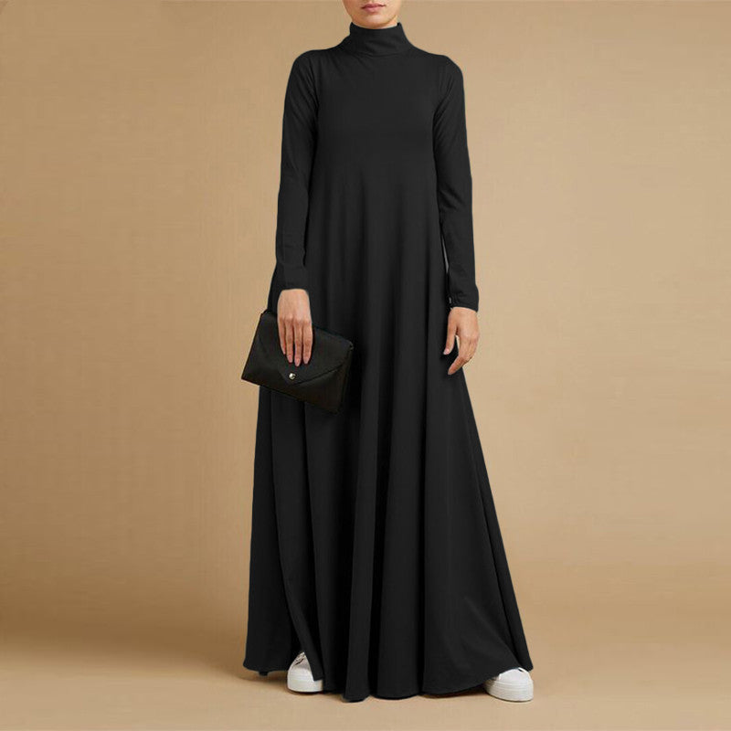Women's Collage Long Sleeve Turtleneck Dress