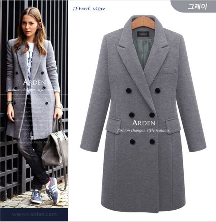 Autumn and winter long size woolen women's coat