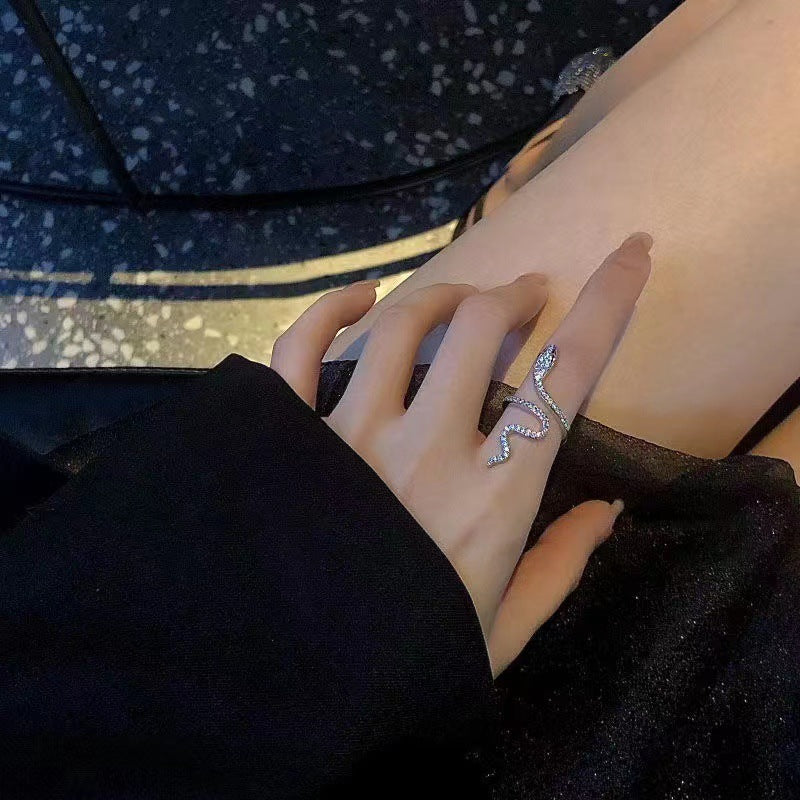 Adjustable Snake Design Silver Alloy Ring