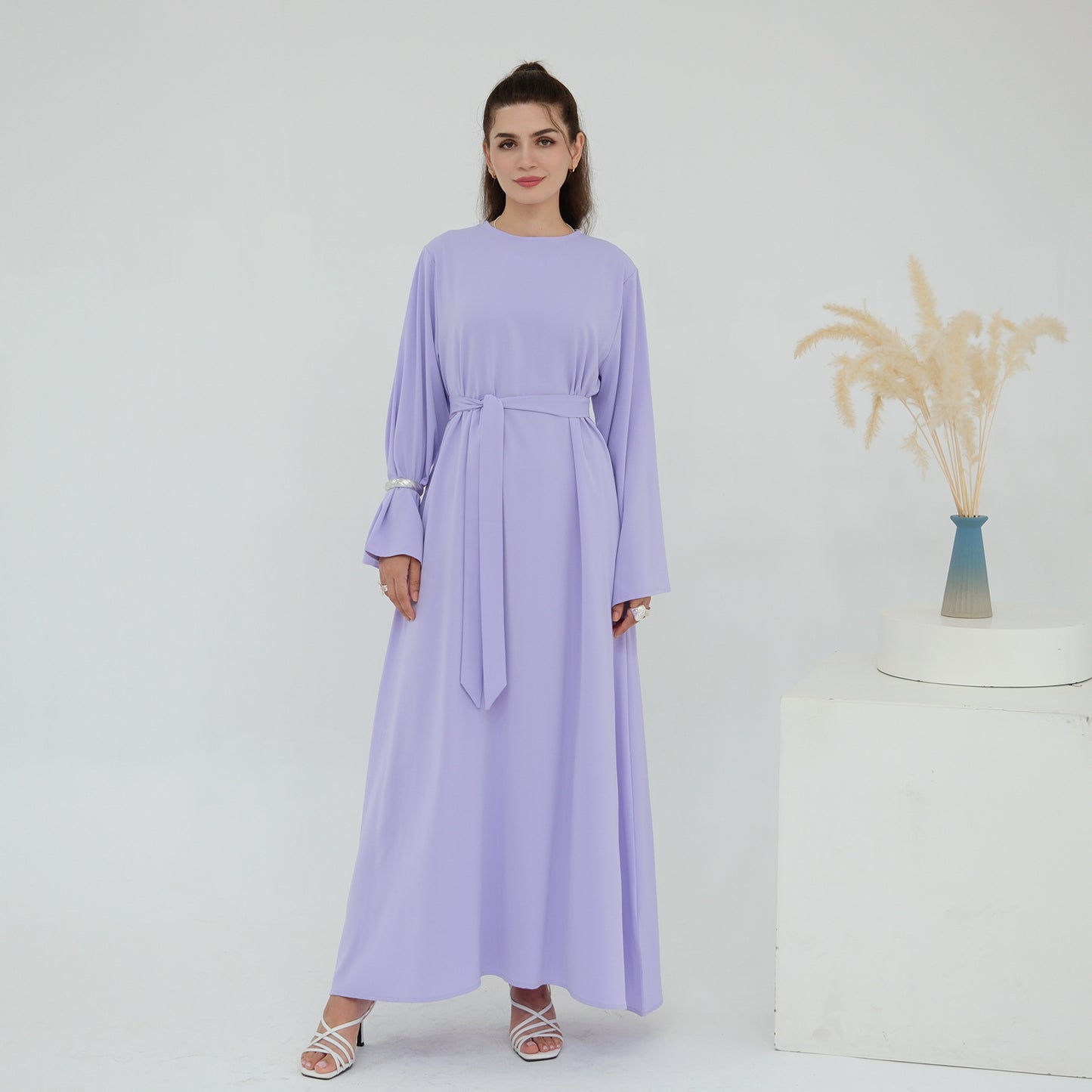 Women's Solid Color Crew Neck Casual All-match Multicolor Dress