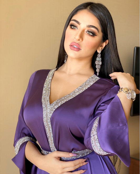 Diamond-encrusted Muslim Middle East Women&amp;#039;s Belt Robe Turkish Long Muslim Women&amp;#039;s Clothing