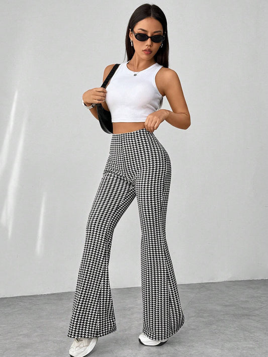 High Waist Slim Fit Floor-length Casual Flared Pants