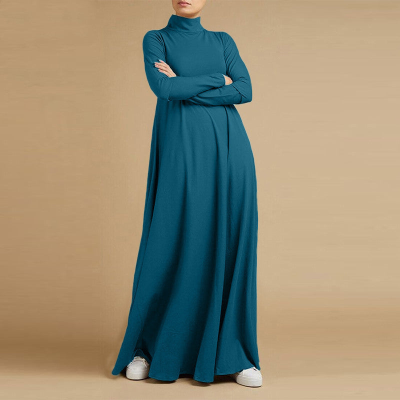 Women's Collage Long Sleeve Turtleneck Dress