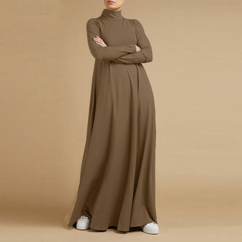 Women's Collage Long Sleeve Turtleneck Dress