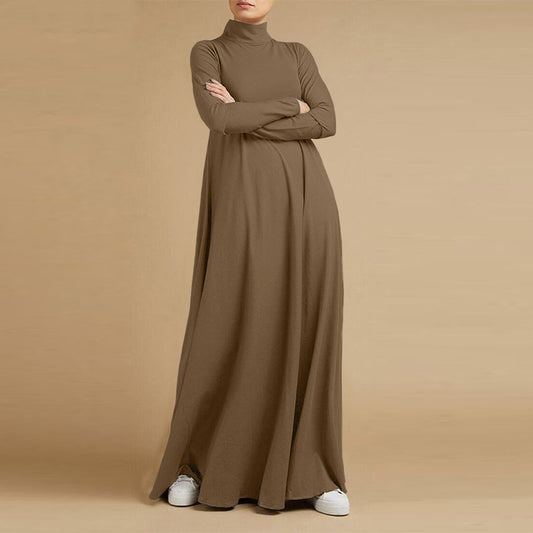 Women's Collage Long Sleeve Turtleneck Dress