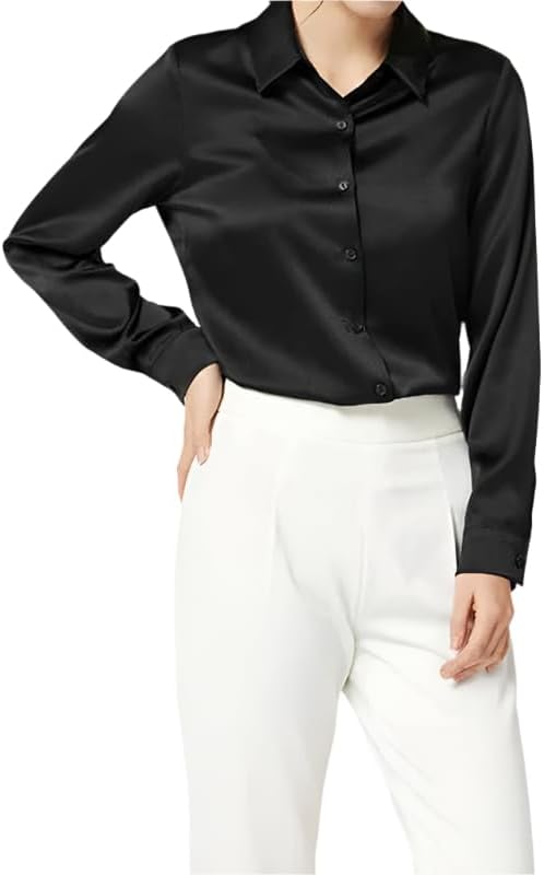 Misharen Women’s Satin Office Wear Top Blouse Shirt