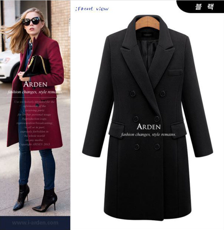 Autumn and winter long size woolen women's coat