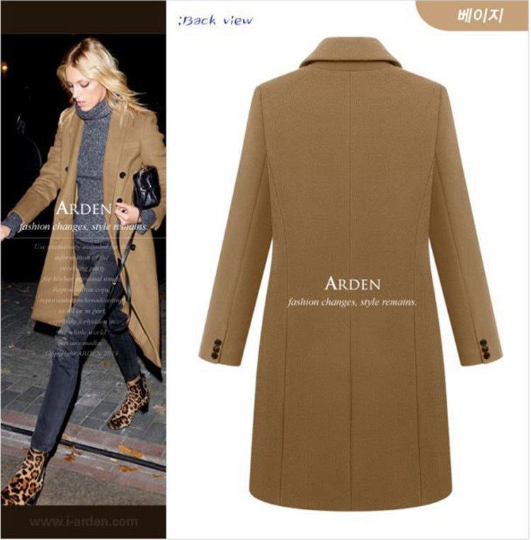 Autumn and winter long size woolen women's coat