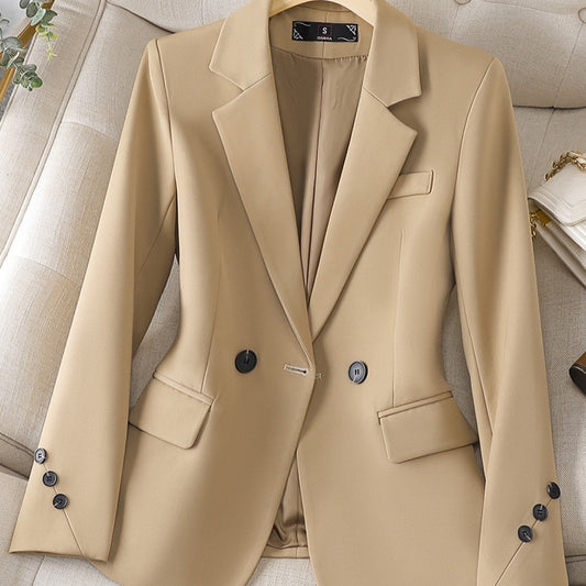 Spring And Autumn Khaki Suit Jacket For Women's