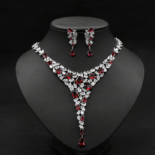 Colorful Zircon Necklace Set for Wedding