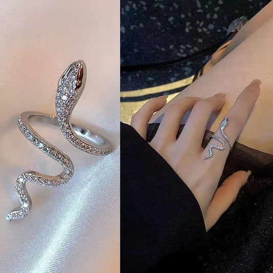 Adjustable Snake Design Silver Alloy Ring