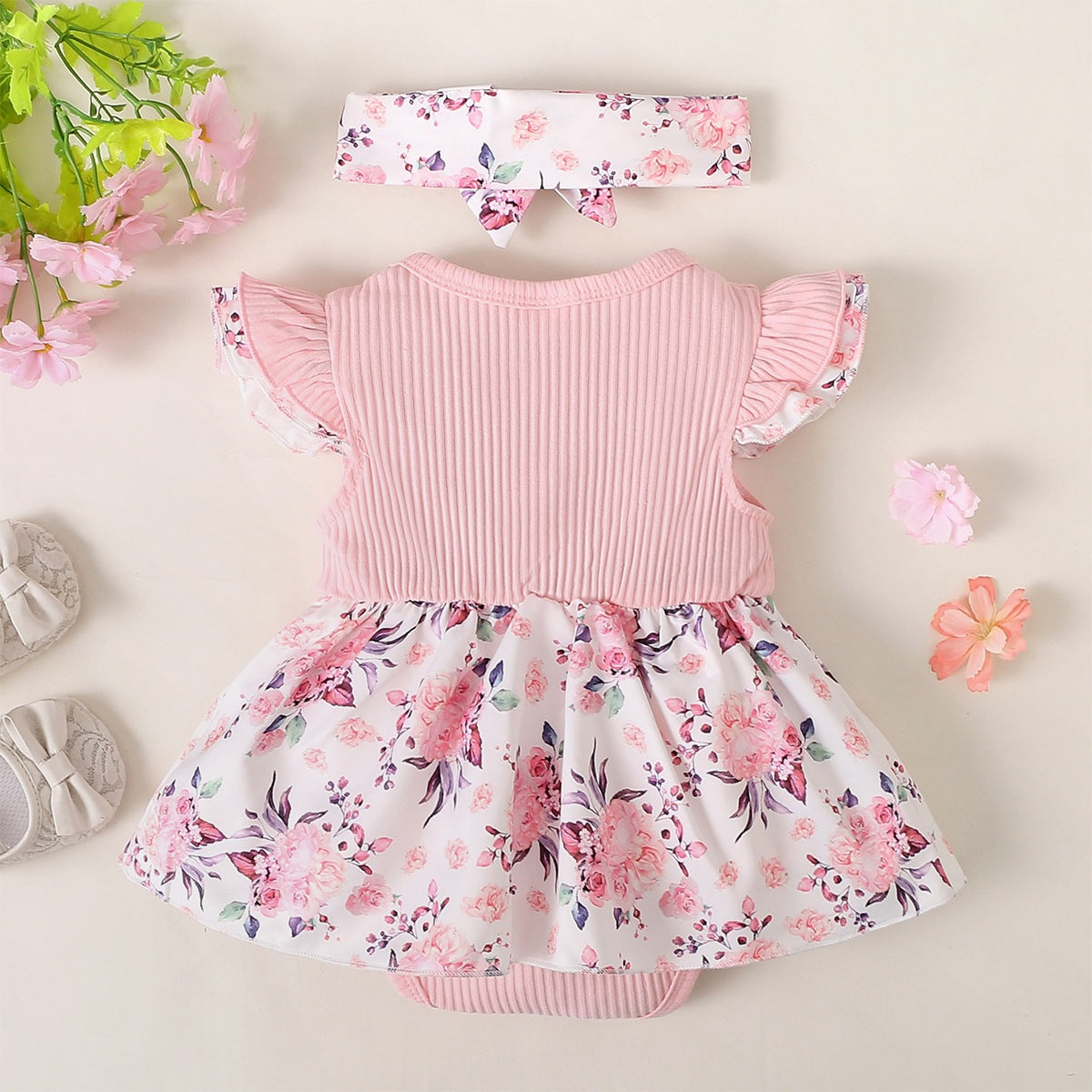 Baby Girl Flower Triangle Romper