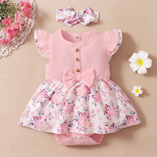 Ins Baby Spring And Autumn Style 2022 New Korean Version Of The Hot Style Female Baby Sleeveless Flower Print Triangle Romper