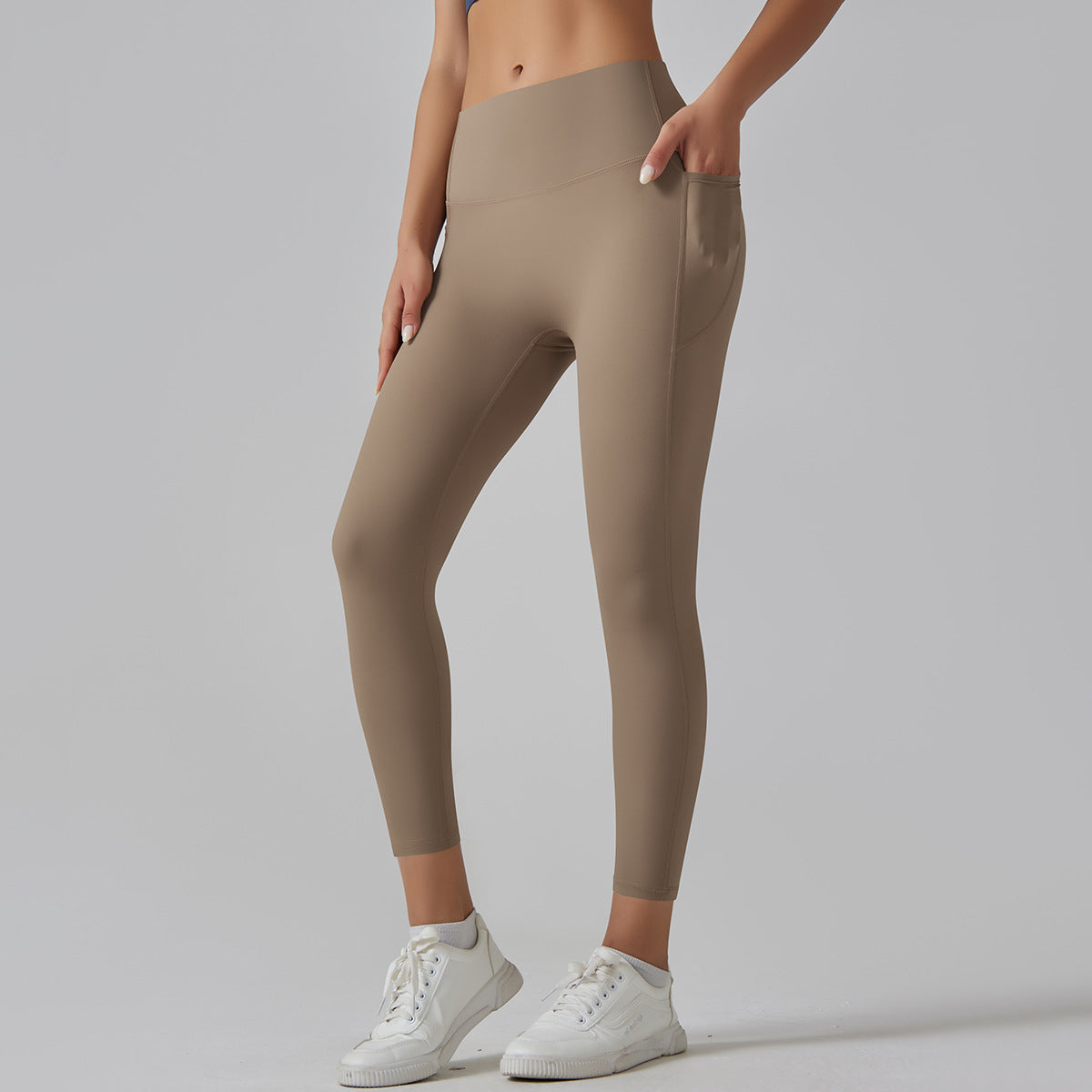 High Waist Nude Yoga Pants Women&#039;s Seamless Quick-drying Tight Pocket Running Brushed Fitness Pants Hip Lifting Sports Yoga Clothes