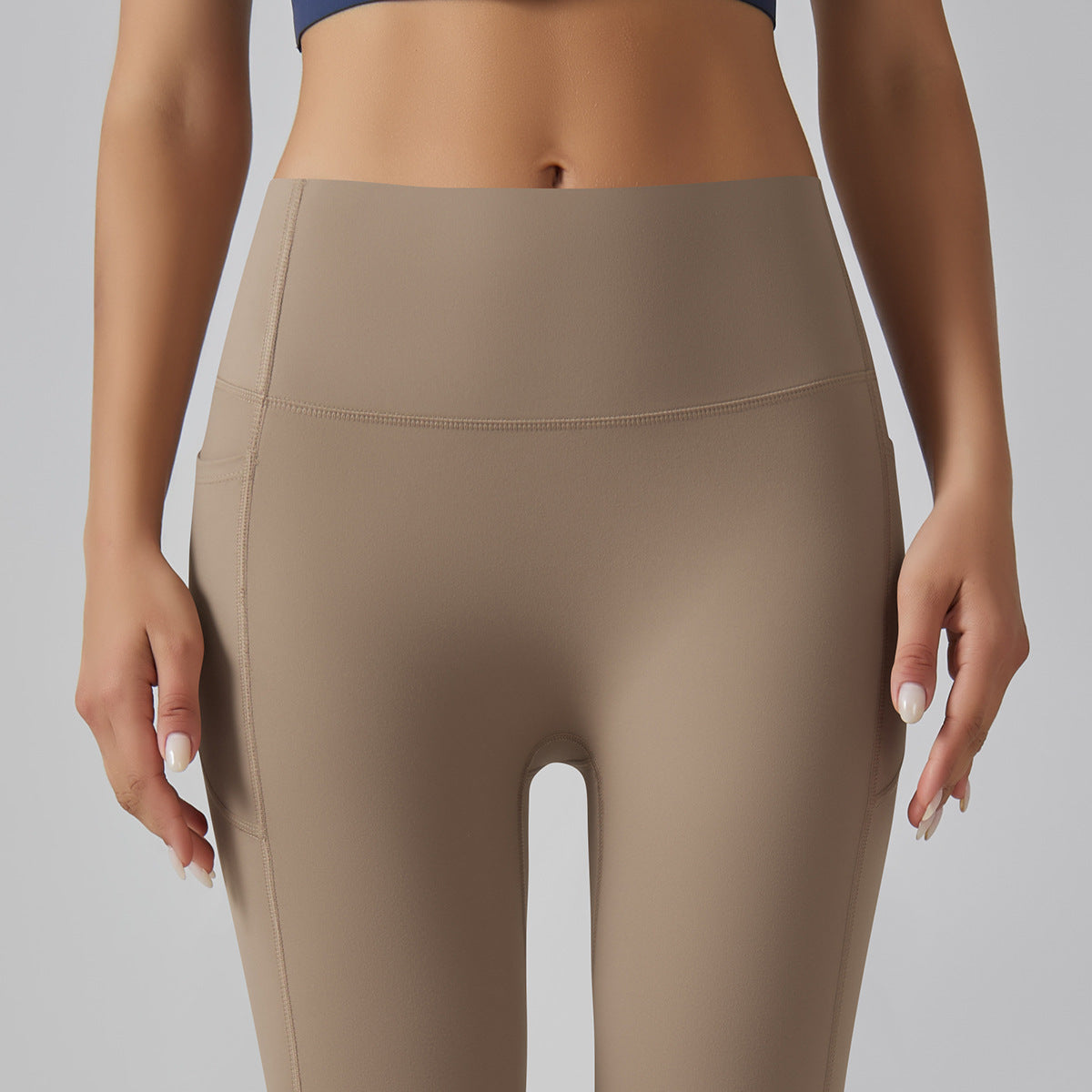 High Waist Nude Yoga Pants Women&#039;s Seamless Quick-drying Tight Pocket Running Brushed Fitness Pants Hip Lifting Sports Yoga Clothes