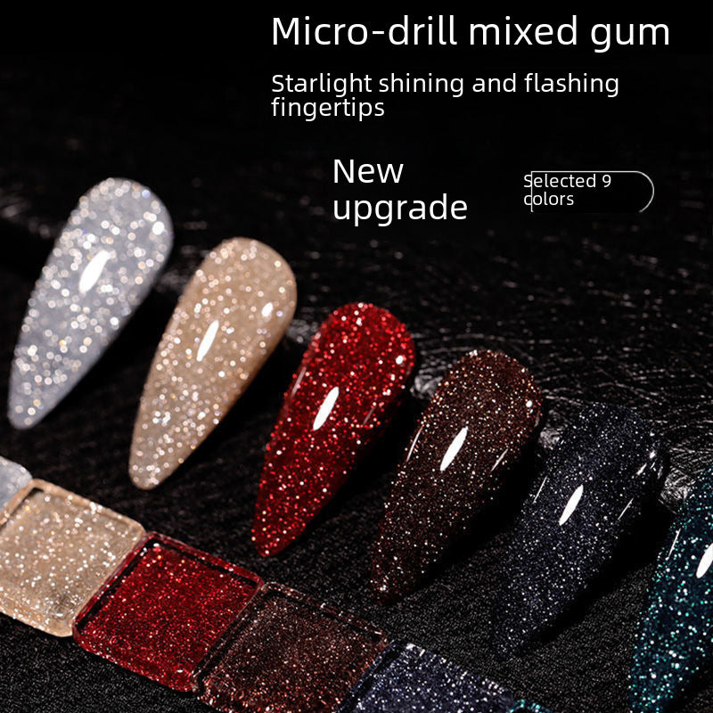 18 Ml Bursting Disco Dynamic Broken Diamond Nail Polish Glue Magic Bright Powder Phototherapy Finger Nail Shop Set
