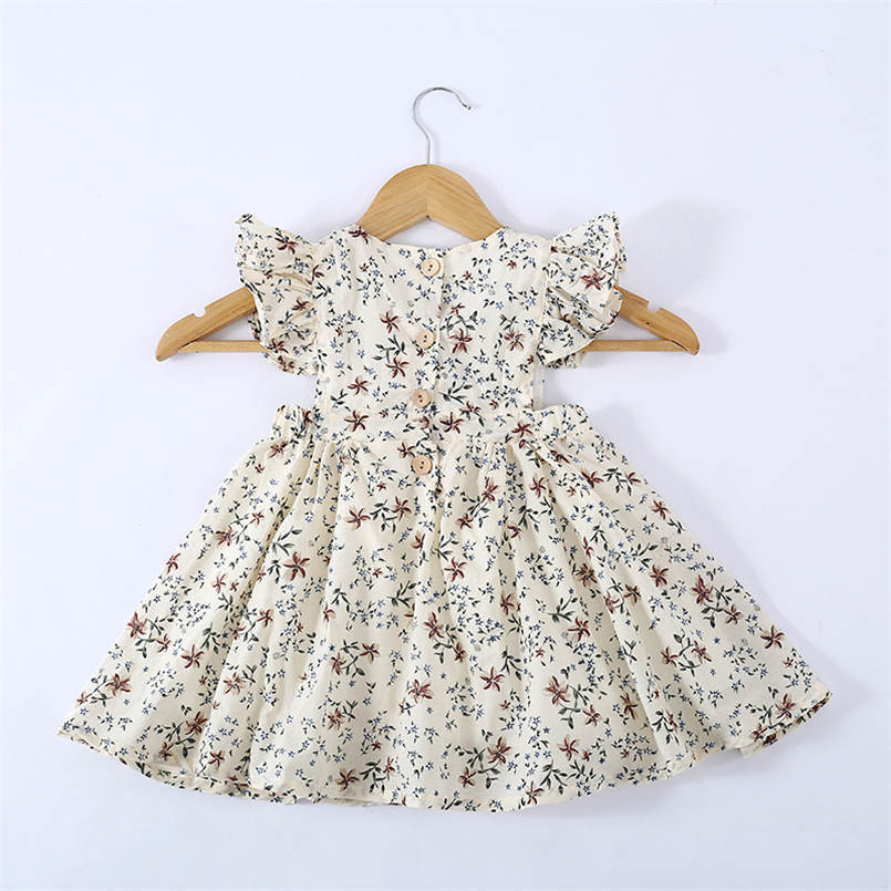 INS Korean Style Girls&#039; Dress Spring And Summer Cotton Floral Flying Sleeve Vest Dress Children&#039;s Sleeveless Beach Vacation Dress