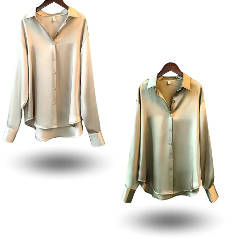 Women's Long-sleeved Satin Shirt