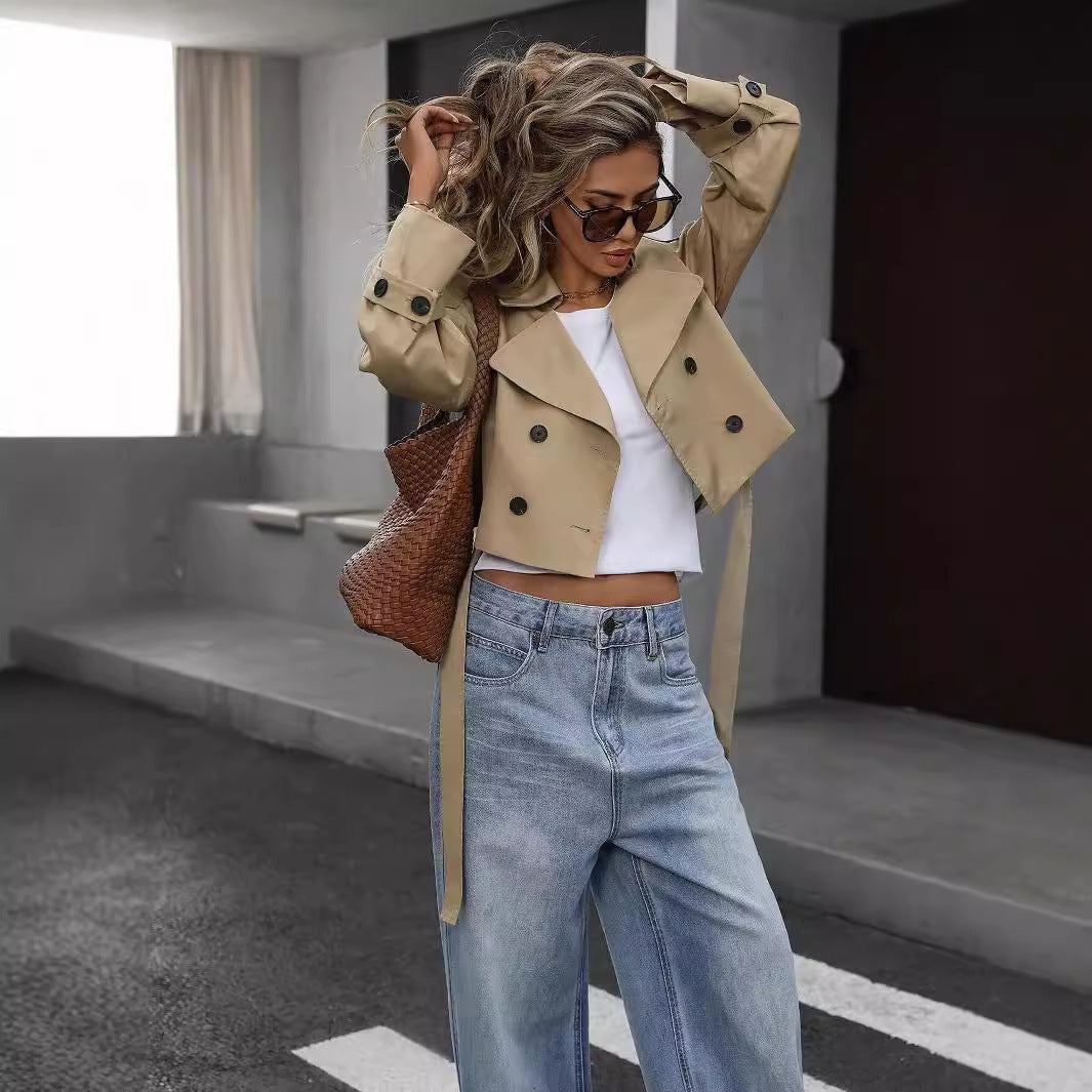 Fallwinter  Jacket Casual Temperament Double Breasted Top
