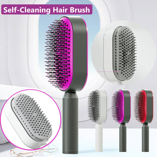 Self Cleaning Hair Brush For Women One-key Cleaning Hair Loss and  Massage Scalp