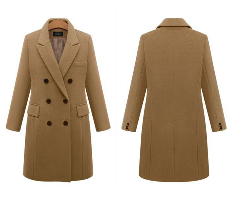 Autumn and winter long size woolen women's coat