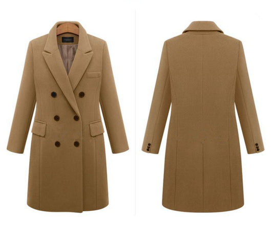 Autumn and winter long size woolen women's coat