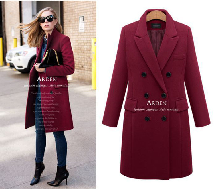 Autumn and winter long size woolen women's coat